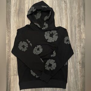 Black on black denim tear tracksuit